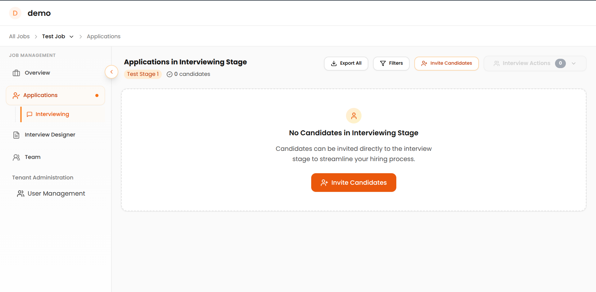 Invite Candidates Button