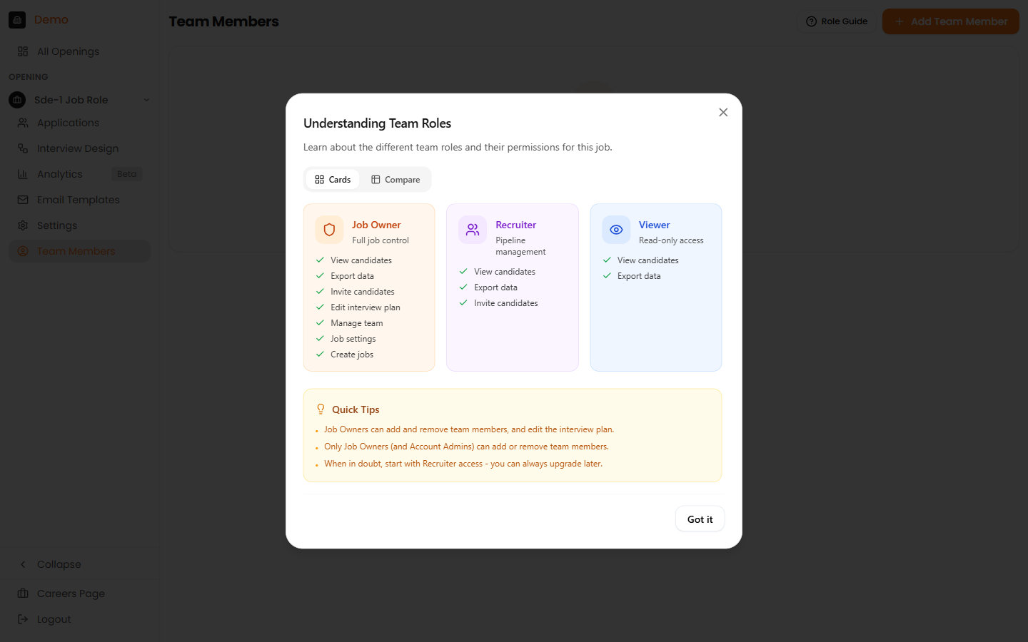 Job-level Role Guide
