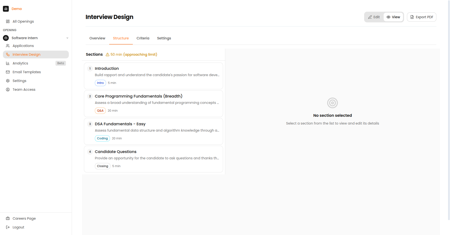 Interview Design Structure