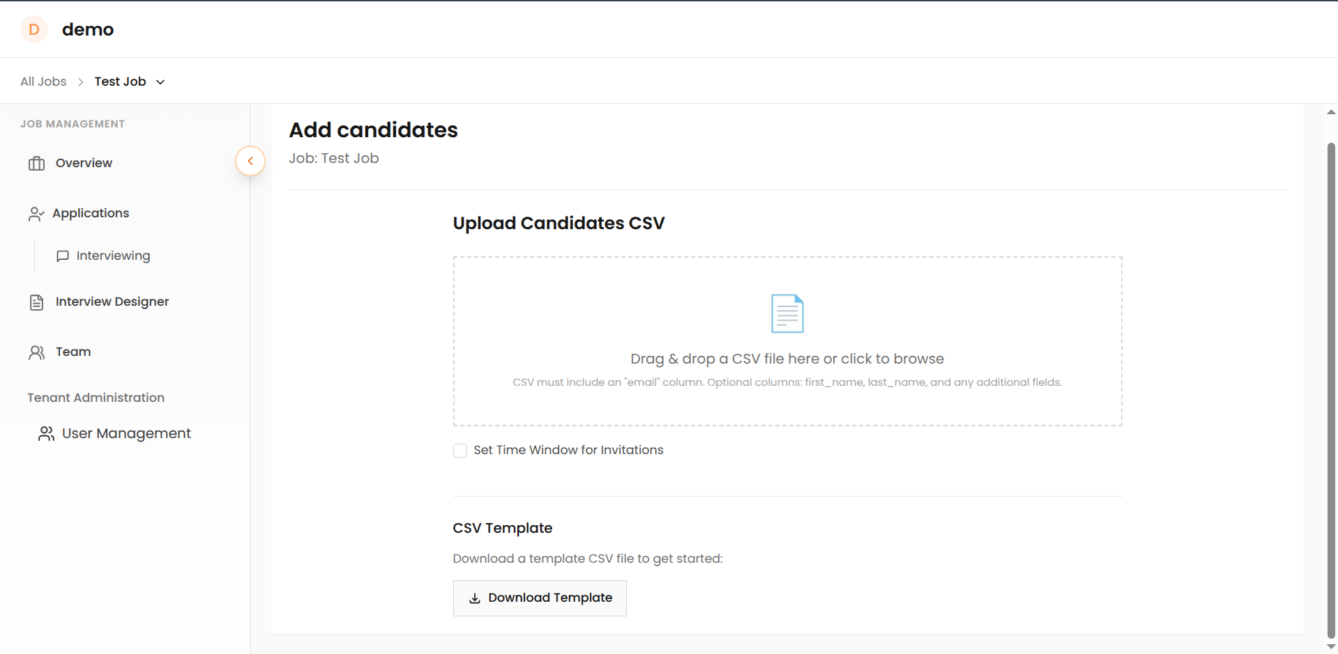 CSV Upload Interface
